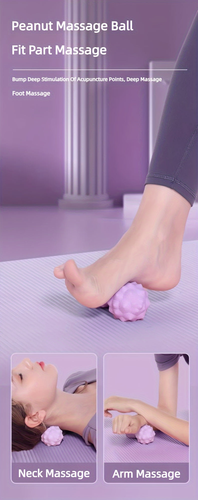 Fascia Ball, Raised Point Massage Ball, TPR Yoga Ball, Waist Back, Foot Massage Ball, Suitable for Home Gym