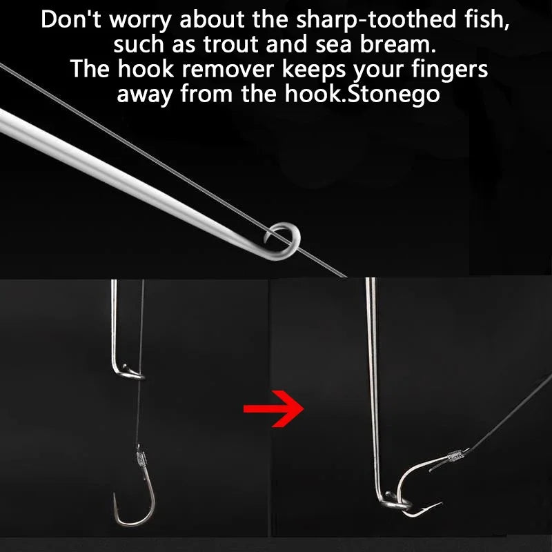 FLYSAND 1PC Stainless Steel Fish Hook Remover Easy and Safe Fishing Hook Extractor - Rapid Decoupling Device Fishing Tool