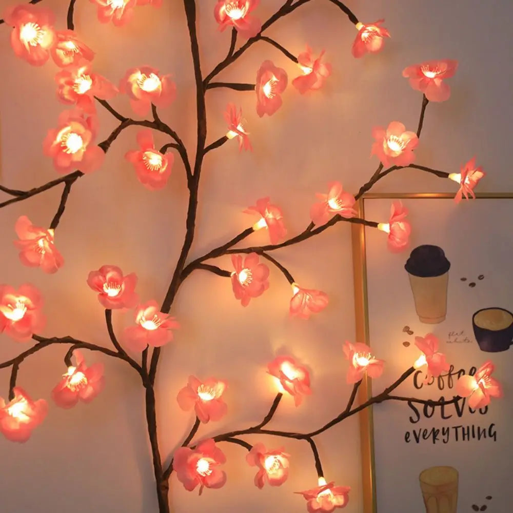 Cherry LED Tree Branch Lights for Wall Cherry Blossom Willow Vine Twig Decor Garland Christmas Decorations Indoor Home Wall Door