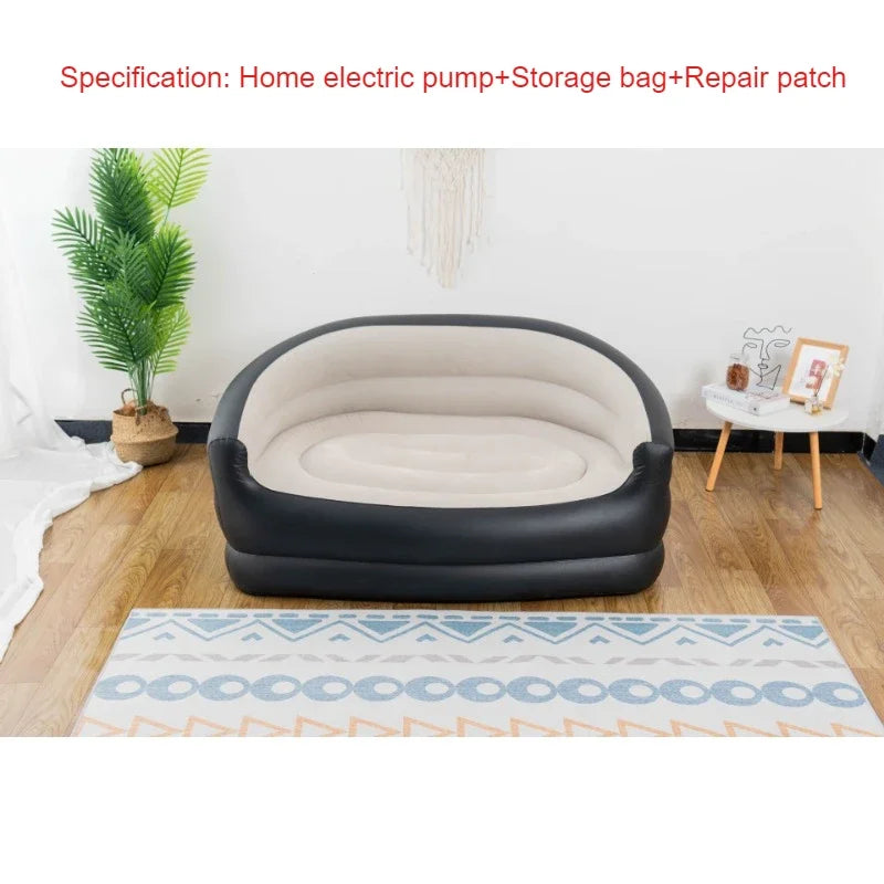 New Inflatable Lazy Sofa Double Lounge Chair for Lunch Break Enlarged Folding Leisure Sofa with Backrest and Armrests