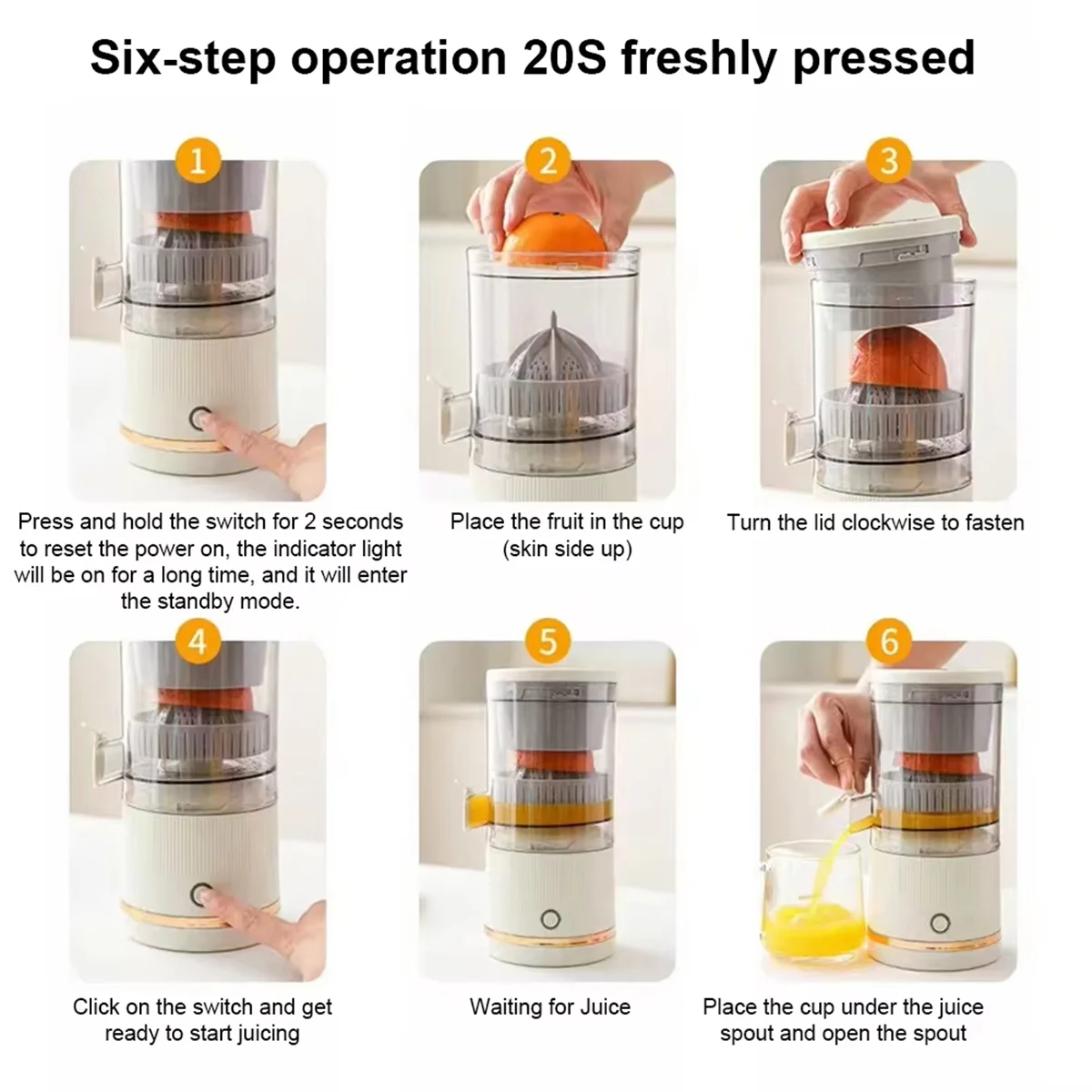 QA88X Electric Citrus Juicer Rechargeable Orange Juicer Squeezer Electric Juicer for Orange Lemon Lime Grapefruit