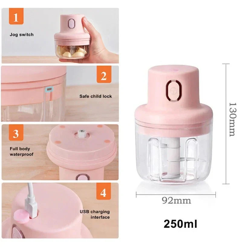 Mini Electric Garlic Chopper Meat Grinder Garlic Masher Machine Sturdy Durable Crushed Ginger Vegetable Crusher Baby Food Maker