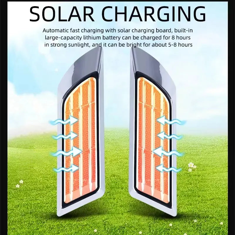 2pcs Car Solar Flashing LED Warning Lights Universal Adjustable Automotive Parking Rearing Warning Light Car Styling Accessories