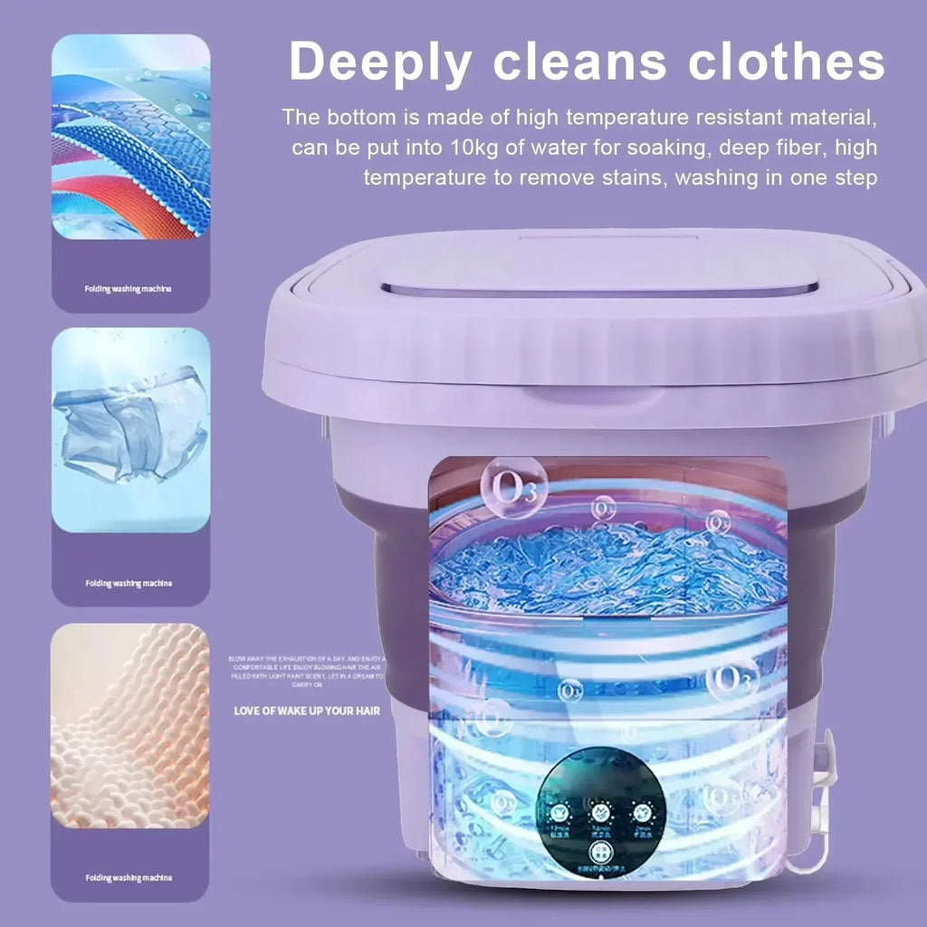 Portable Washing Machine 9L Small Foldable with Spin Dryer for Socks Underwear Panties Mini Washer Household Laundry