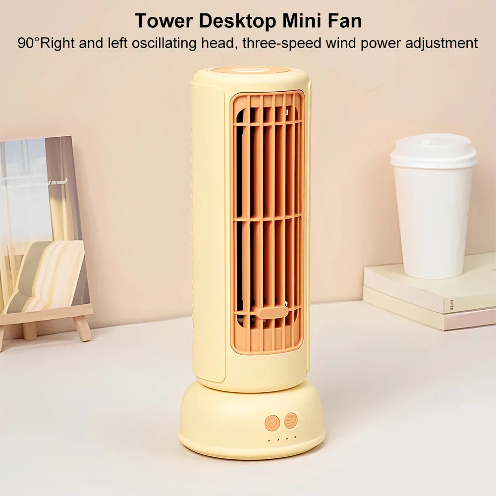 Desktop Mini Tower Fan with 3 Speeds & 90° Oscillation Desk Fan Quiet Cooling Fan Cooler Fan for Home Office Desktop Bedroom