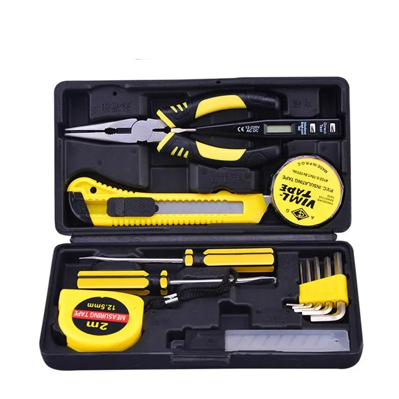 9-piece household and car hardware tool box set Small multi-function combination tool repair hand tool set