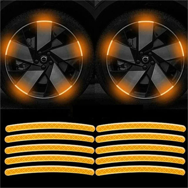 20Pcs Wheel Hub Reflective Sticker Rainbow Fluorescence Luminous Stripe Tape Car Motorcycle Decal Night Driving Safety Accessory