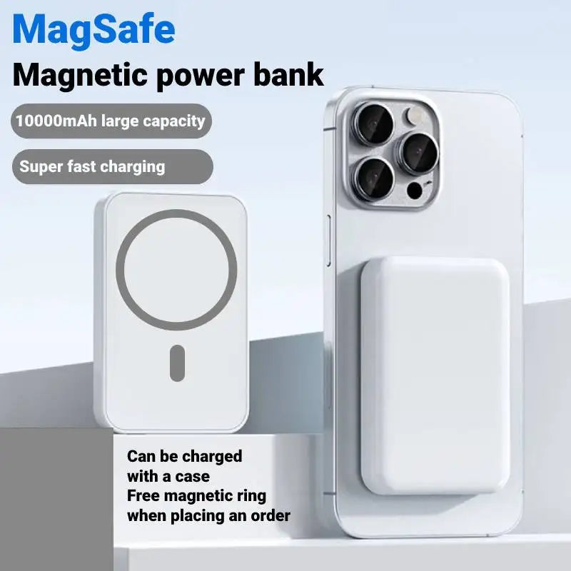 Slim 5000/10000mAh MagSafe Power Bank - Magnetic Wireless Charger w/ USB-C for iPhone 11,12,13,14,15 Series