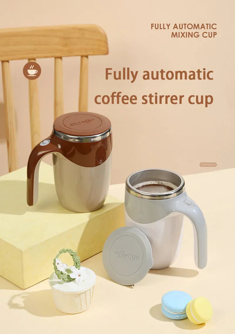 Automatic Stirring Coffee Mug Magnetic Electric Stainless Steel Self Mixing Coffee Tumbler Rotating Home Office Travel