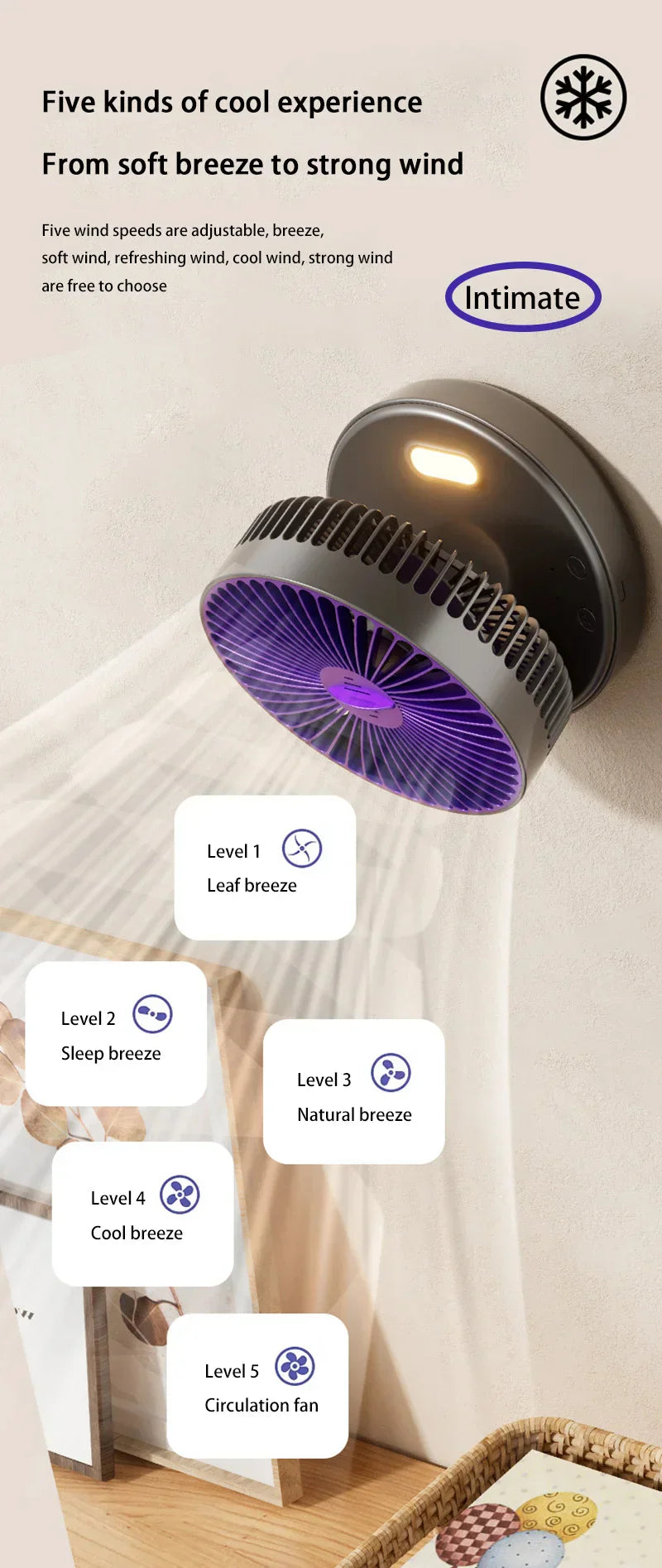 Electric Fan 3 In 1 Rechargeable Small Folding Cycle Desktop Wall-mounted Small Fan Dormitory Toilet Cold Wind Summer Fan