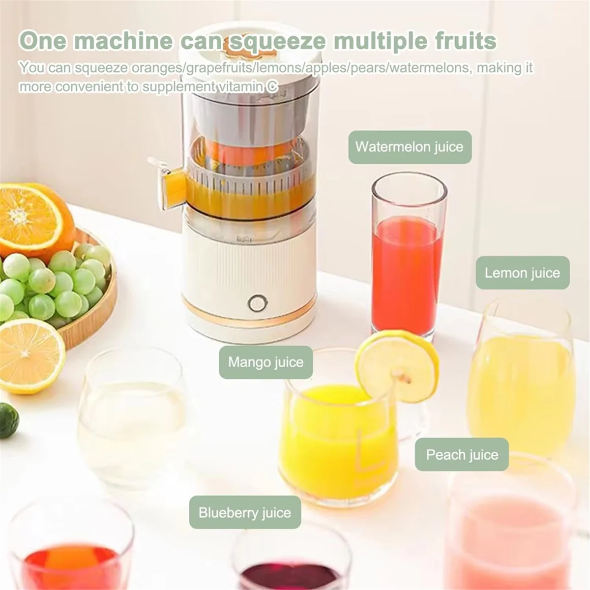 QA88X Electric Citrus Juicer Rechargeable Orange Juicer Squeezer Electric Juicer for Orange Lemon Lime Grapefruit