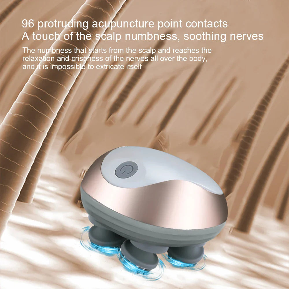 Electric Scalp Massager Heads Scalp Kneading Vibrating Device 6 Modes for Hair Growth Stress Relax Waterproof Massageador