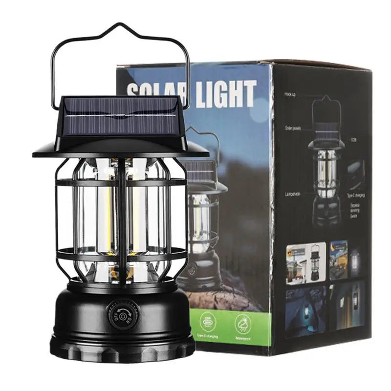 Portable Solar Camping Light Outdoor Waterproof Tent Light Rechargeable Portable Solar Powered Landscape Hiking Flashlight For