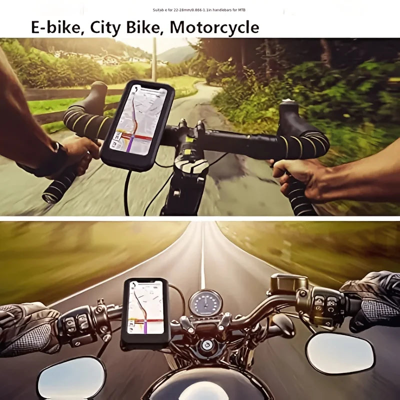 Waterproof Bike Phone Mount - Touch-Screen Phone Holder, 360° Rotatable, ABS Material, Compatibility for 4.7-6.8" Smartphones