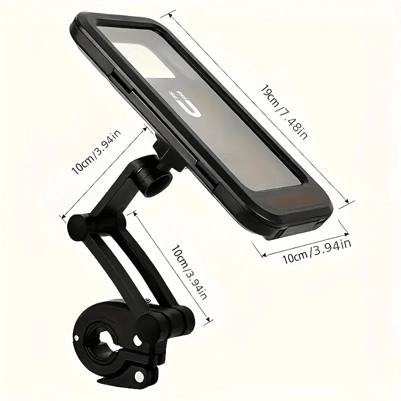 Waterproof Bike Phone Mount - Touch-Screen Phone Holder, 360° Rotatable, ABS Material, Compatibility for 4.7-6.8" Smartphones