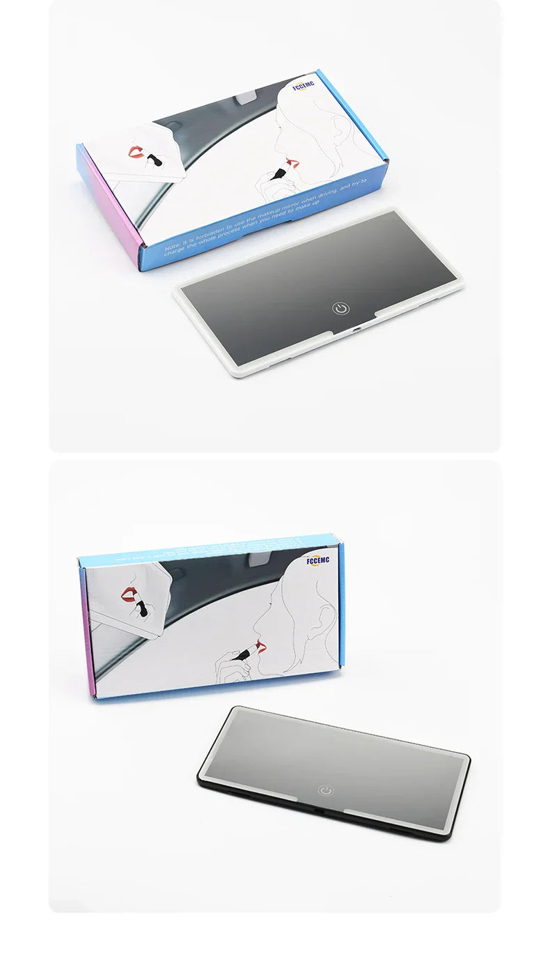 Fccemc Car Sun Visor Makeup Mirror LED Touch Screen Adjustable Brightness Auto Interior Makeup HD Mirror Charging Vanity Mirror