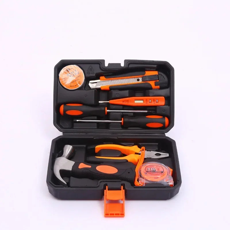 9-piece household and car hardware tool box set Small multi-function combination tool repair hand tool set
