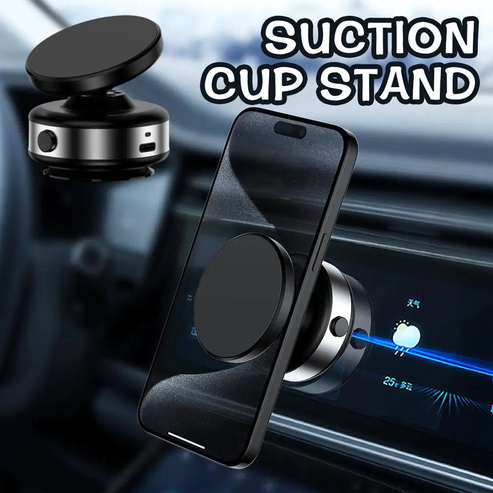 Car Magnetic Vacuum Phone Holder 360° Swivel Wireless Charging Bracket Dashboard Support GPS in Car For iPhone 15 14 13 Huawei