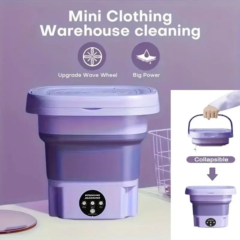 Portable Washing Machine 9L Small Foldable with Spin Dryer for Socks Underwear Panties Mini Washer Household Laundry