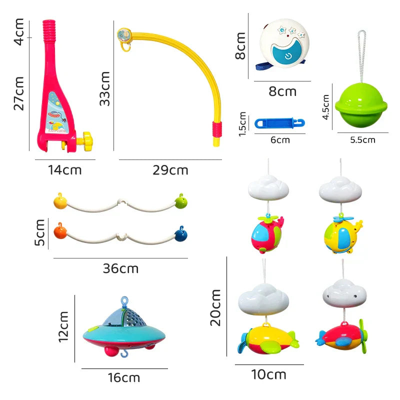 Musical Baby Crib Mobile with 108 Melody Lights Projection for Infants Remote Control Crib Toys for Newborn Mobile for Crib Toys