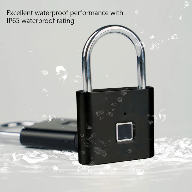 Keyless USB Charging Fingerprint Lock Smart Padlock Waterproof Door Lock 1sec Unlock Portable Anti-theft Padlock Zinc