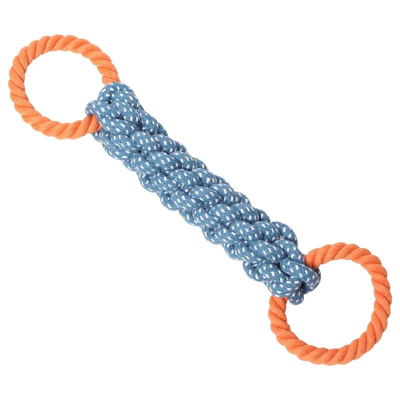 Indestructible Cotton Rope Toy for Medium Large Dogs Tough Natural Chew Toy Puppy Teething Stress Relief Built-in Toothbrush Des