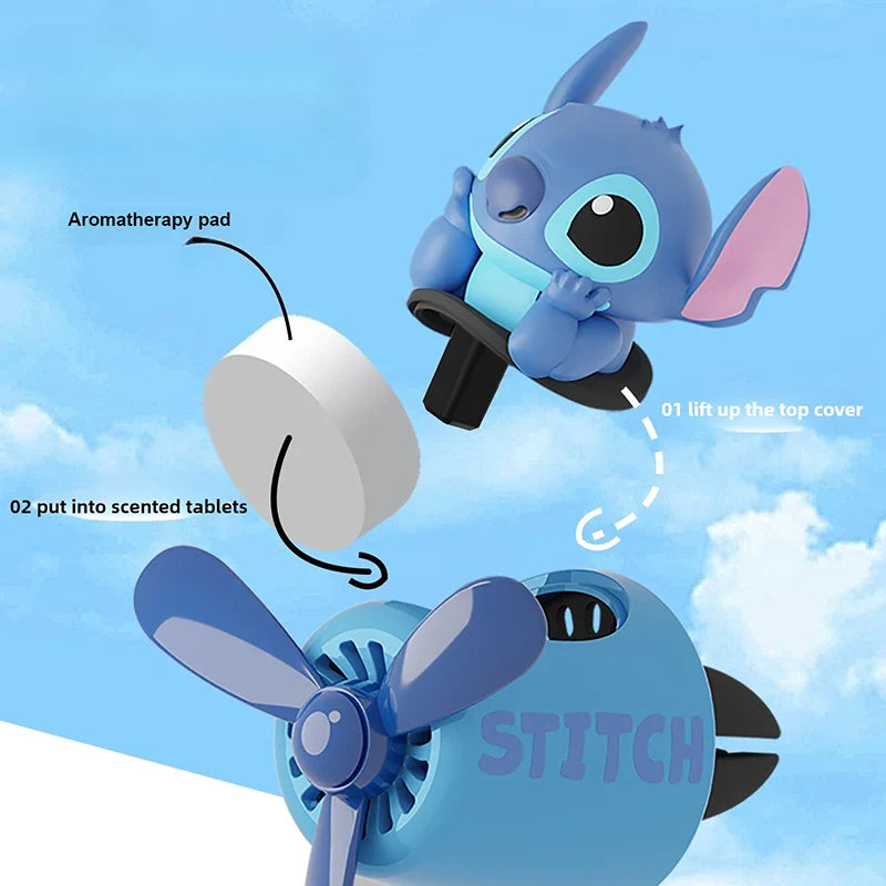 Disney Stitch Toy Story Alien Air Freshener Car Perfum Cute Propeller Outlet Aromatherapy Vent Diffuser for Car Interior Decor