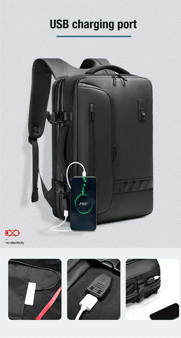 Travel Men Expanded Laptop Backpack vacuum compression hiking Backpack USB charging Business Large Capacity Backpack For Pumps