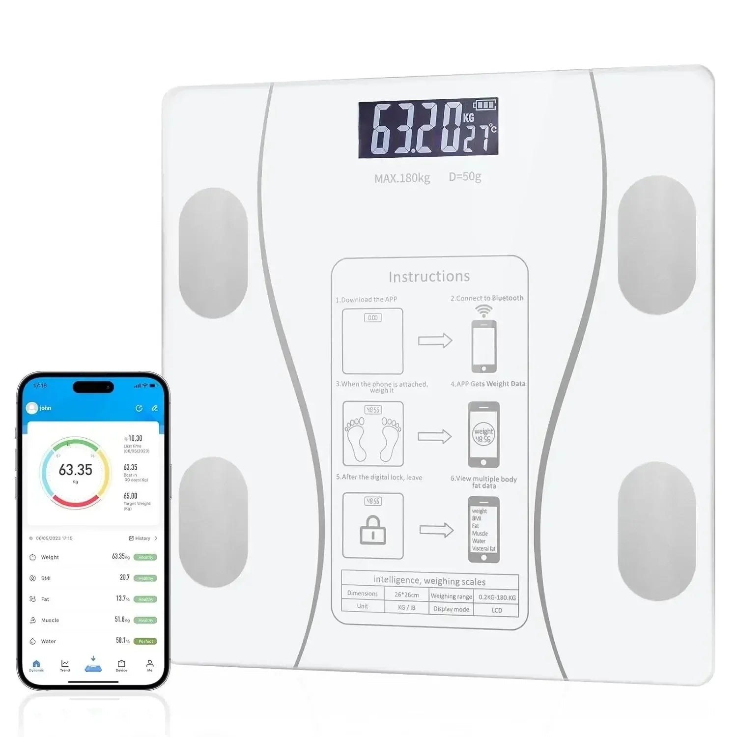 Electronic Scale Smart Bluetooth Weighing Human Charging Simple Weight Scale Weighing Household Fat Body Fat Measurement Scale