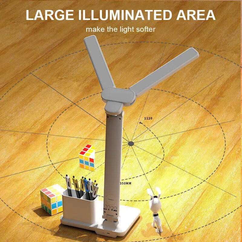 LED Desk Lamp Touch Dimming Table Lamp USB Charging Foldable With Pen Holder Night Light For Bedroom Student Study Reading