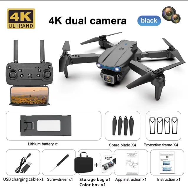 KBDFA 2023 New E88 Pro WIFI FPV Drone Wide Angle HD 4K 1080P Camera Height Hold RC Foldable Quadcopter Dron Helicopter Toys Gift